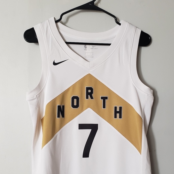 white and gold raptors jersey